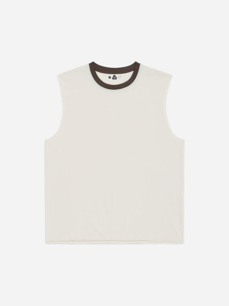 Training Cutoff Tee White/Brown Ringer